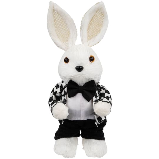 10" Boy Easter Rabbit Figurine in Checkered Jacket By Northlight in Black | Michaels®